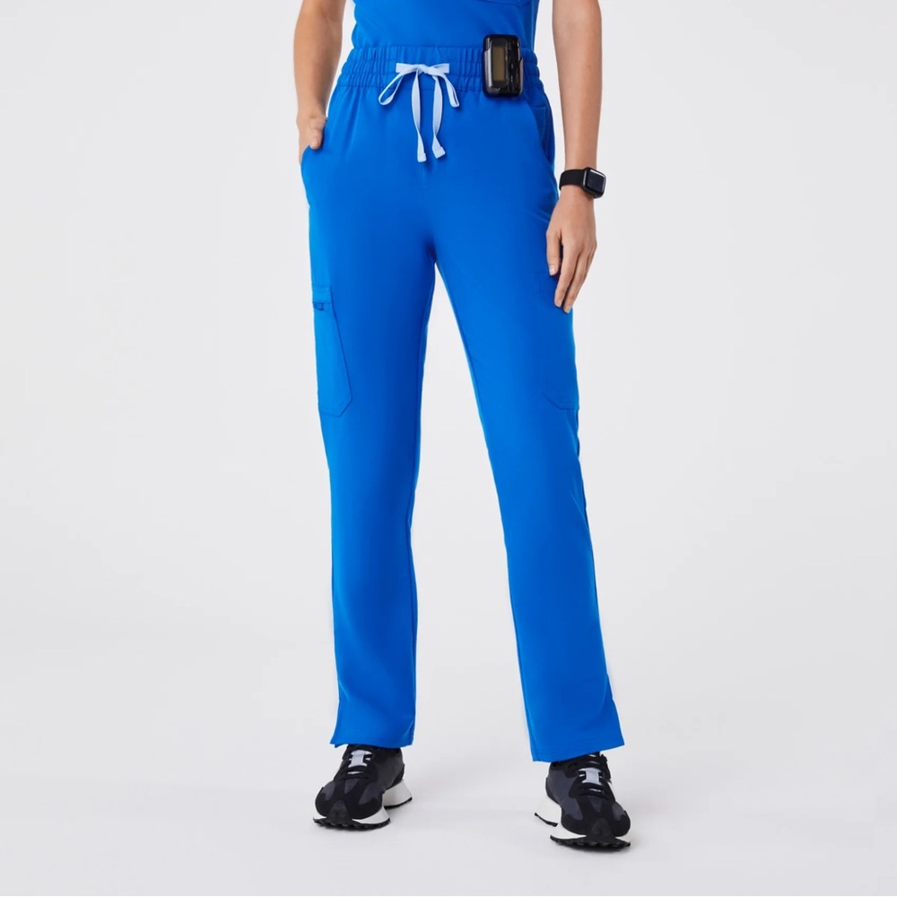 Figs - High Waisted Dowa Scrub Pants, Royal Blue, size Large Tall